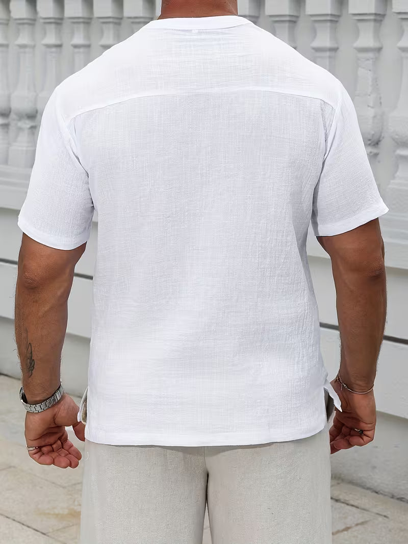 Camiseta Henley Linho Signature