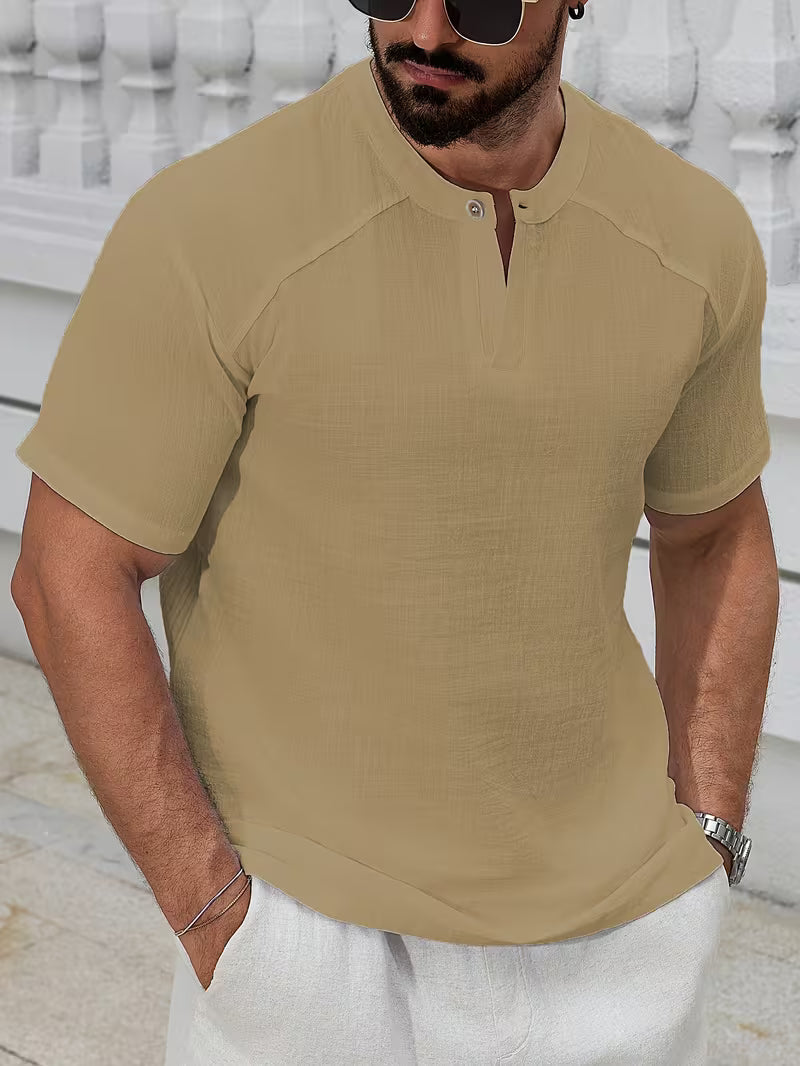 Camiseta Henley Linho Signature