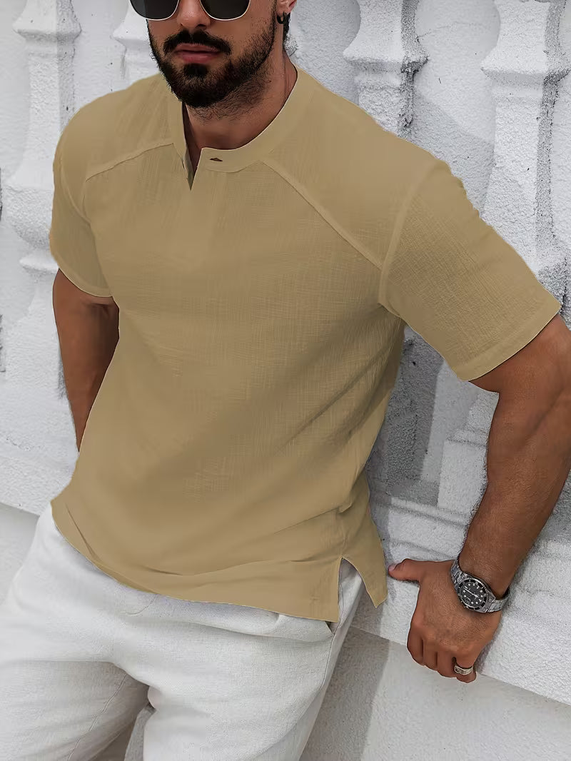 Camiseta Henley Linho Signature